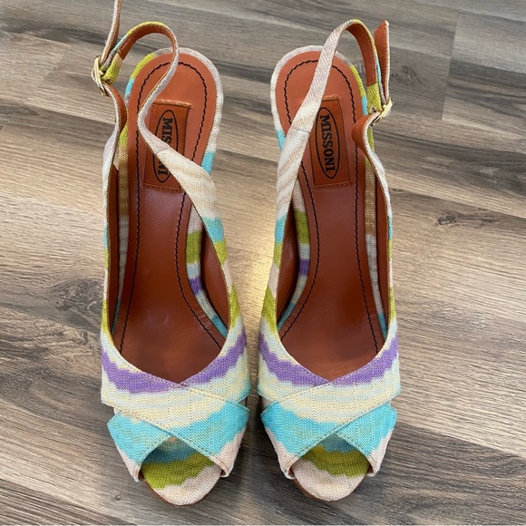 Missoni Slingback Peep Toe Pump Heels - Picture 3 of 11